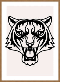 Tiger Animal Black And White Portrait Print