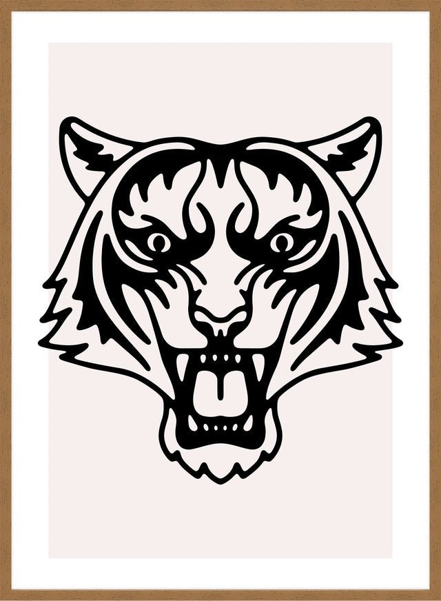 Tiger Animal Black And White Portrait Print