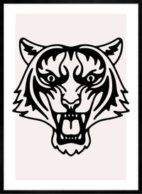 Tiger Animal Black And White Portrait Print