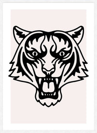 Tiger Animal Black And White Portrait Print