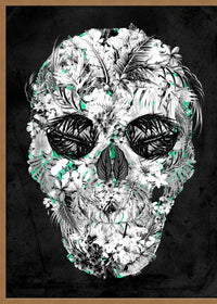 Tropical Skull Black and White Print