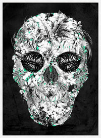 Tropical Skull Black and White Print