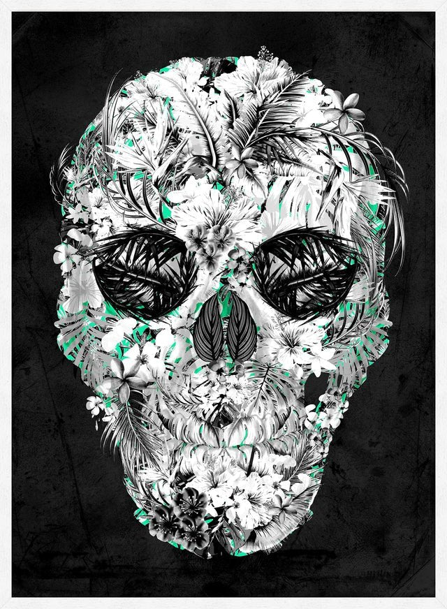 Tropical Skull Black and White Print