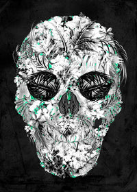 Tropical Skull Black and White Print