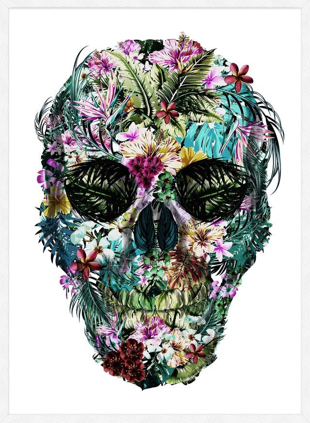 Tropical Skull White Print