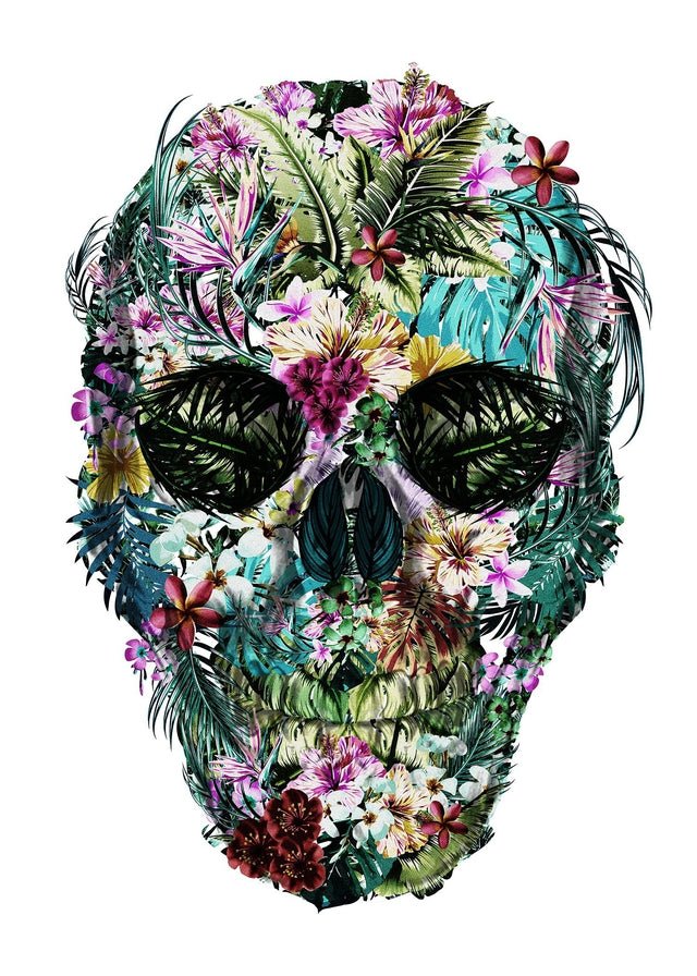 Tropical Skull White Print