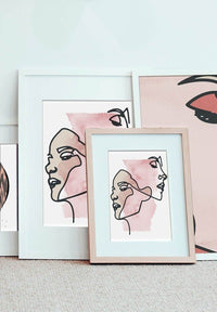 Two Faces Line Art Watercolour Print