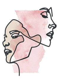 Two Faces Line Art Watercolour Print