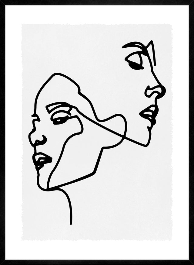 Two Faces Study Line Art Print
