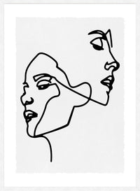 Two Faces Study Line Art Print