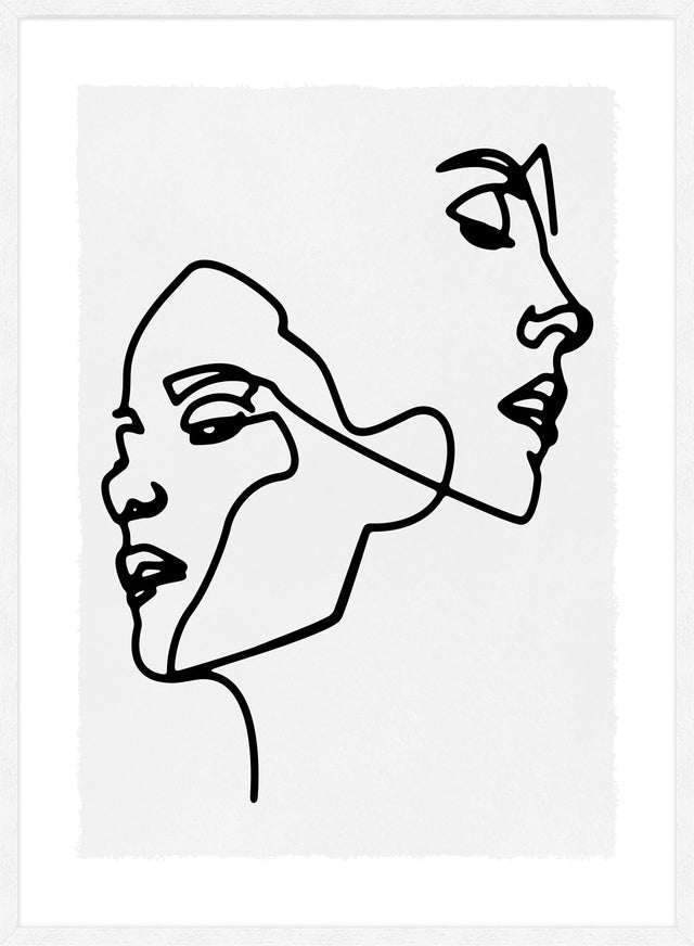 Two Faces Study Line Art Print