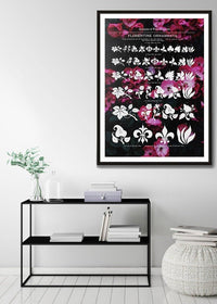 Typographic Ornaments Floral Print