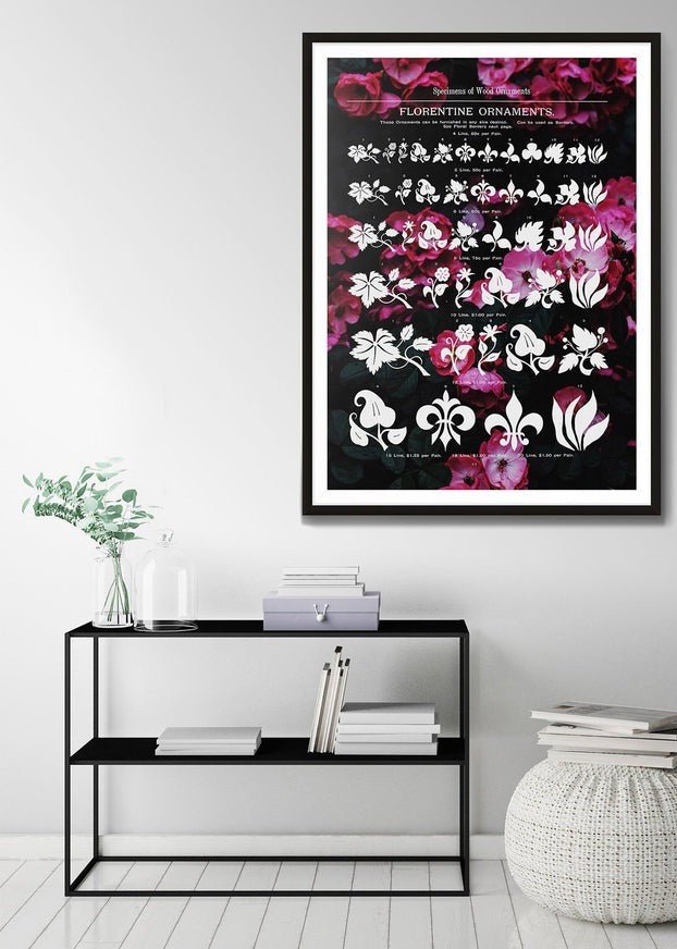 Typographic Ornaments Floral Print