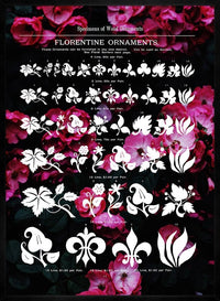 Typographic Ornaments Floral Print