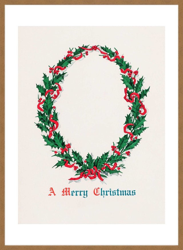Vintage Antique Wreath Christmas Print