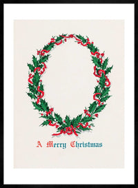 Vintage Antique Wreath Christmas Print
