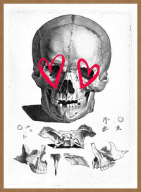 Vintage Skull Drawing Lipstick Eyes Print