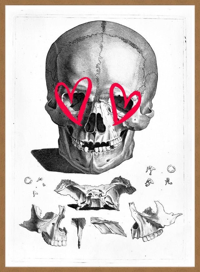 Vintage Skull Drawing Lipstick Eyes Print