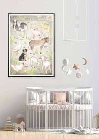 Vintage Style Farmyard Animals Chart Educational Print