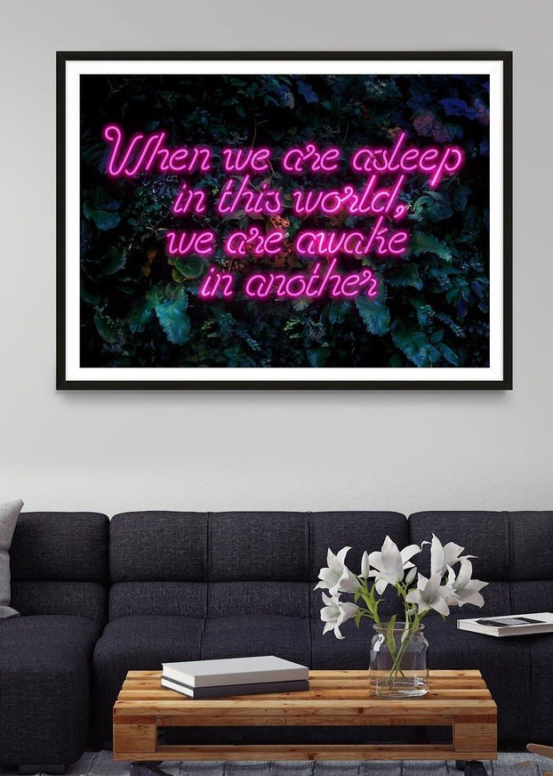 When We Are Awake Neon Leaves Print