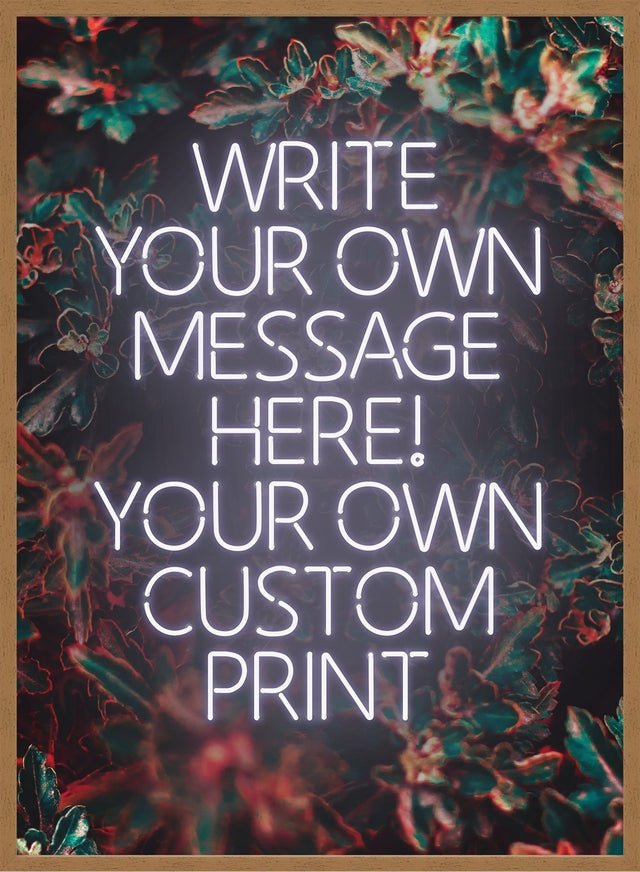 White Neon Centered Leaves Print