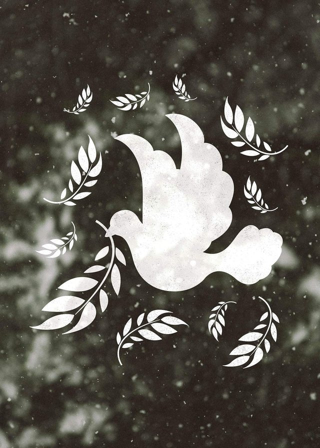 White Peace Dove Christmas Print