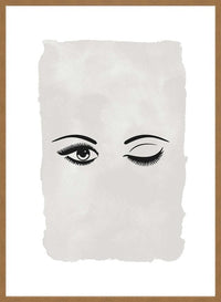 Winking Eyes Black And White Print