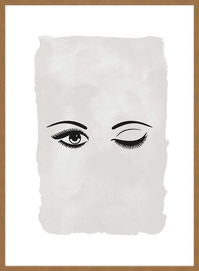 Winking Eyes Black And White Print