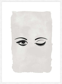 Winking Eyes Black And White Print