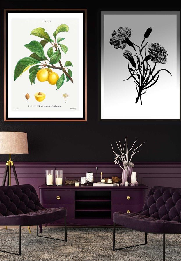 Yellow Plum Branch Antique Vintage Fruit Print