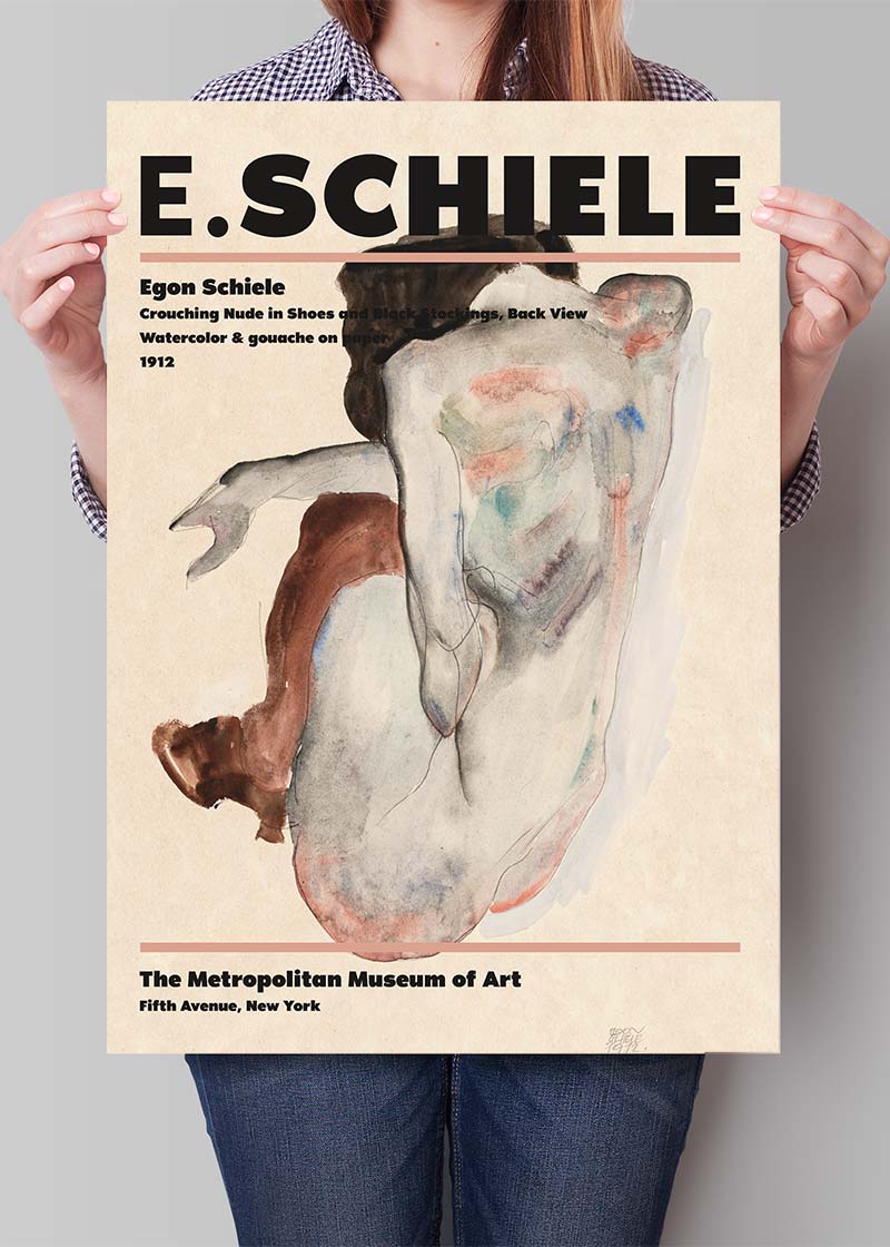 Egon Schiele Crouching Nude Artist Poster