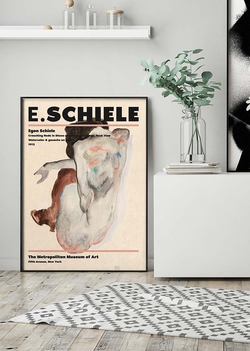 Egon Schiele Crouching Nude Artist Poster