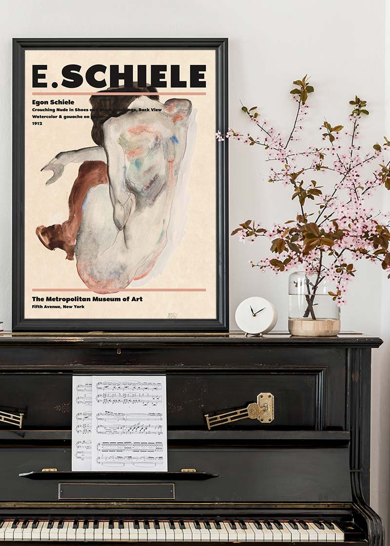 Egon Schiele Crouching Nude Artist Poster