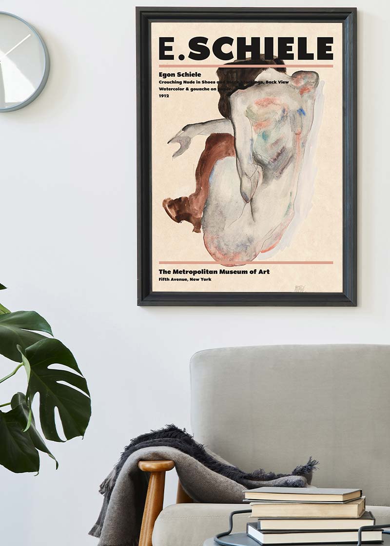 Egon Schiele Crouching Nude Artist Poster