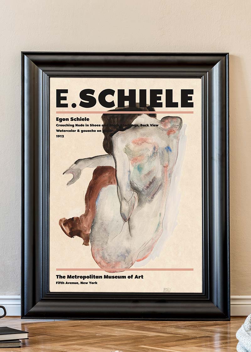 Egon Schiele Crouching Nude Artist Poster