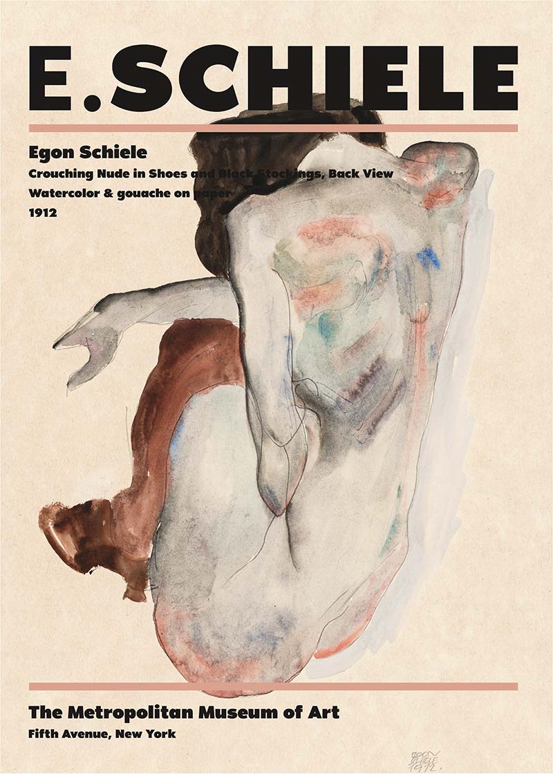 Egon Schiele Crouching Nude Artist Poster