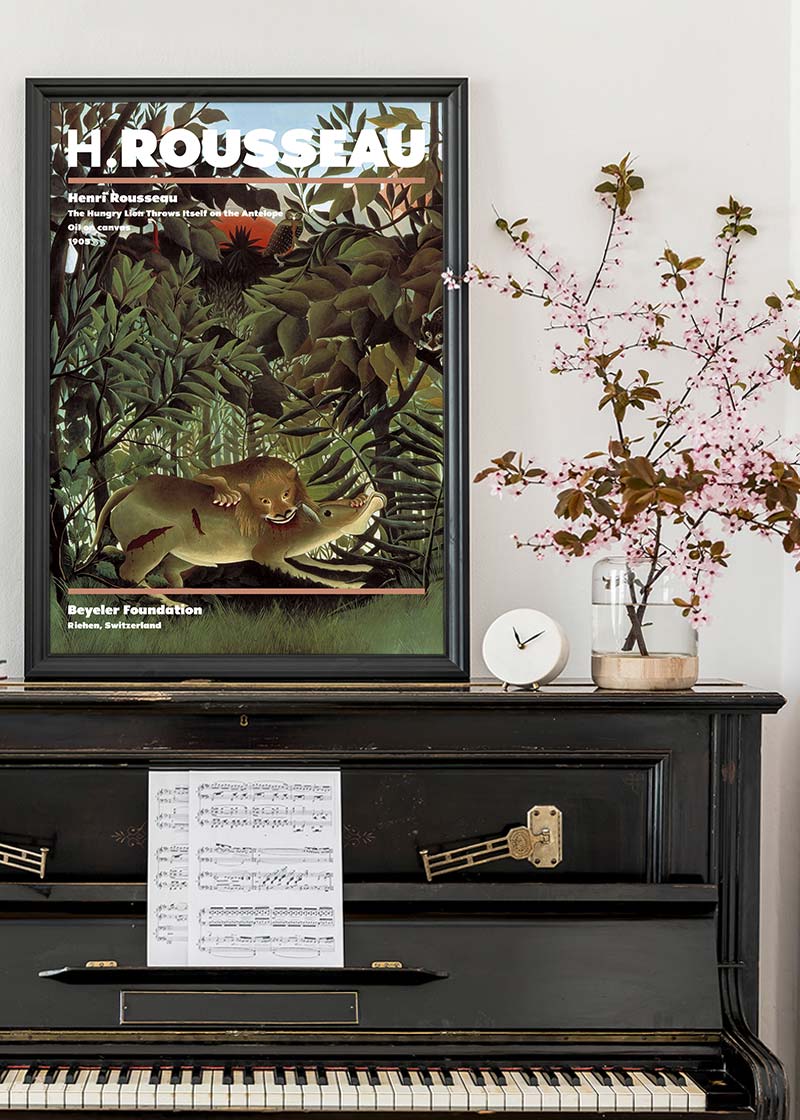 Henri Rousseau Hungry Lion Artist Poster