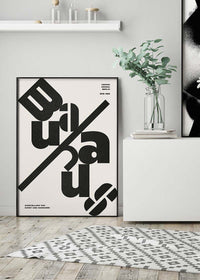 Angled Bauhaus Letters Black & White Print