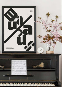 Angled Bauhaus Letters Black & White Print