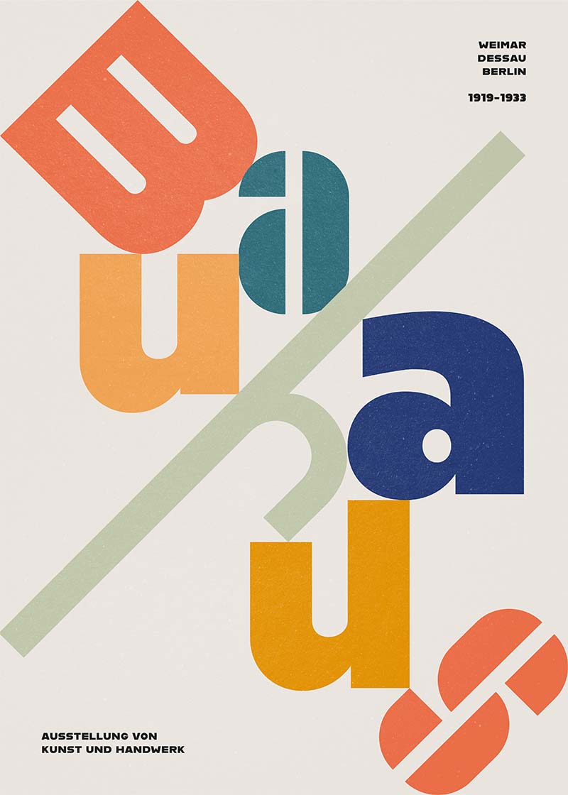 Angled Bauhaus Letters Colour Print