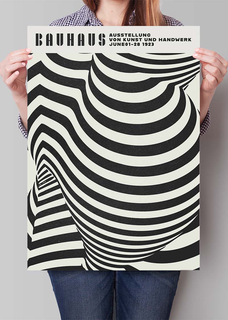 Geometric Swirls Bauhaus Black & White Print