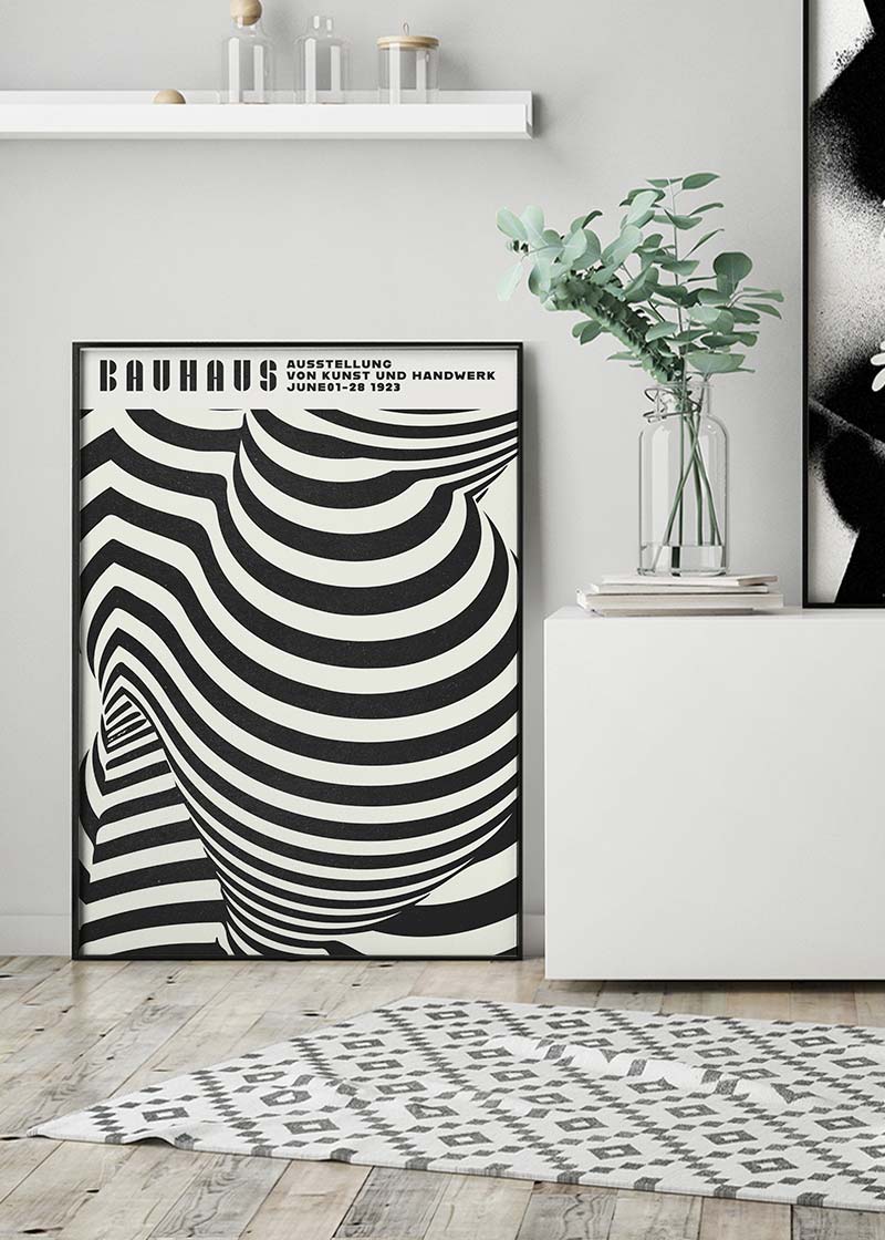 Geometric Swirls Bauhaus Black & White Print