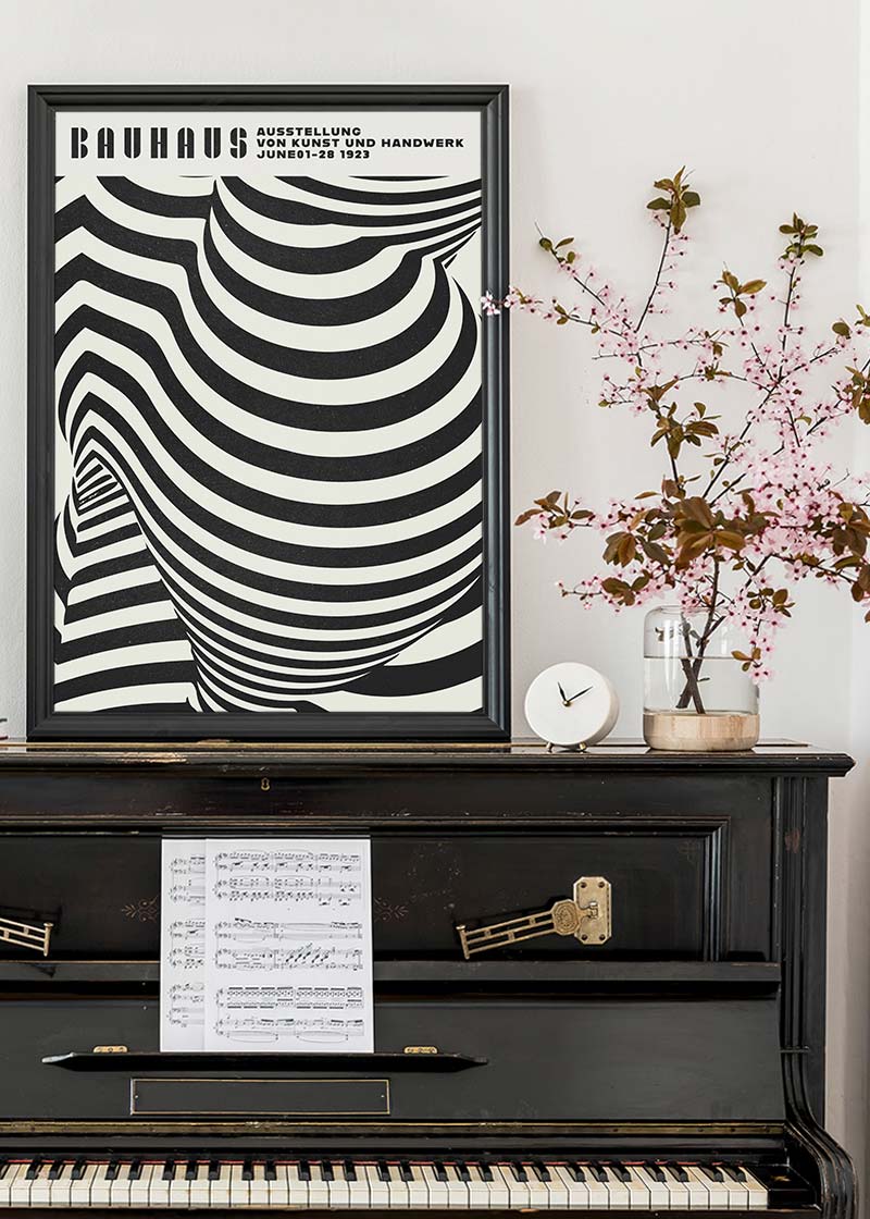 Geometric Swirls Bauhaus Black & White Print