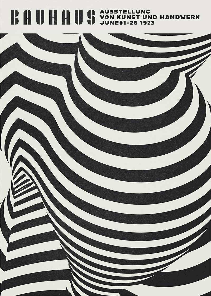 Geometric Swirls Bauhaus Black & White Print