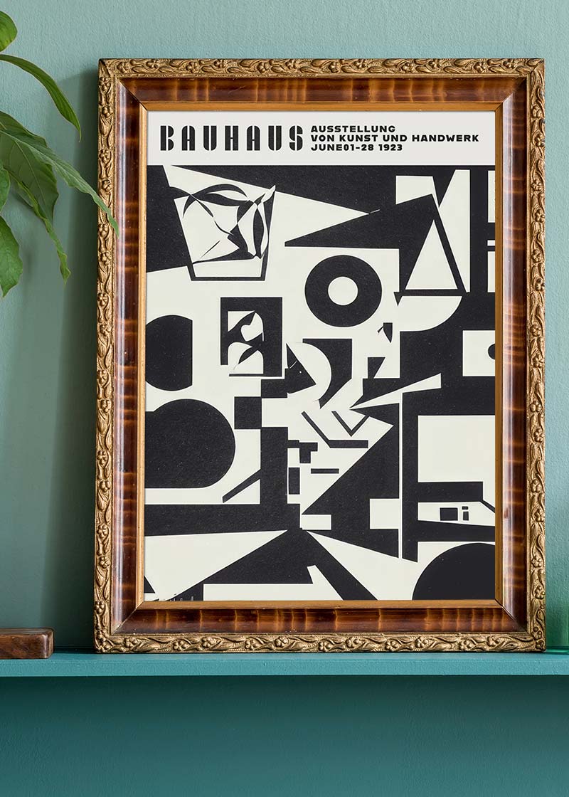 Bauhaus Shapes Black & White Print