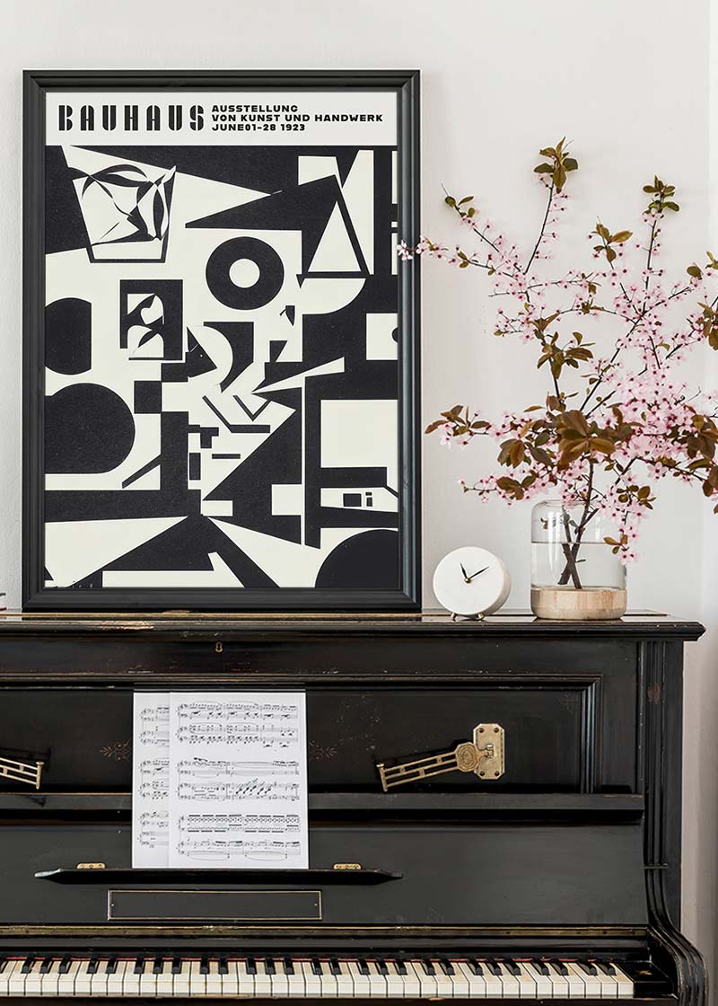 Bauhaus Shapes Black & White Print