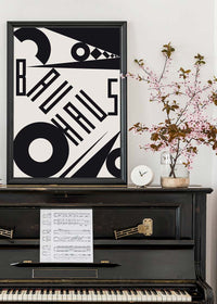 Bauhaus Sharp Angled Letters Black & White Print