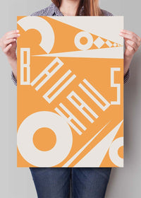 Bauhaus Sharp Angled Letters Orange Print