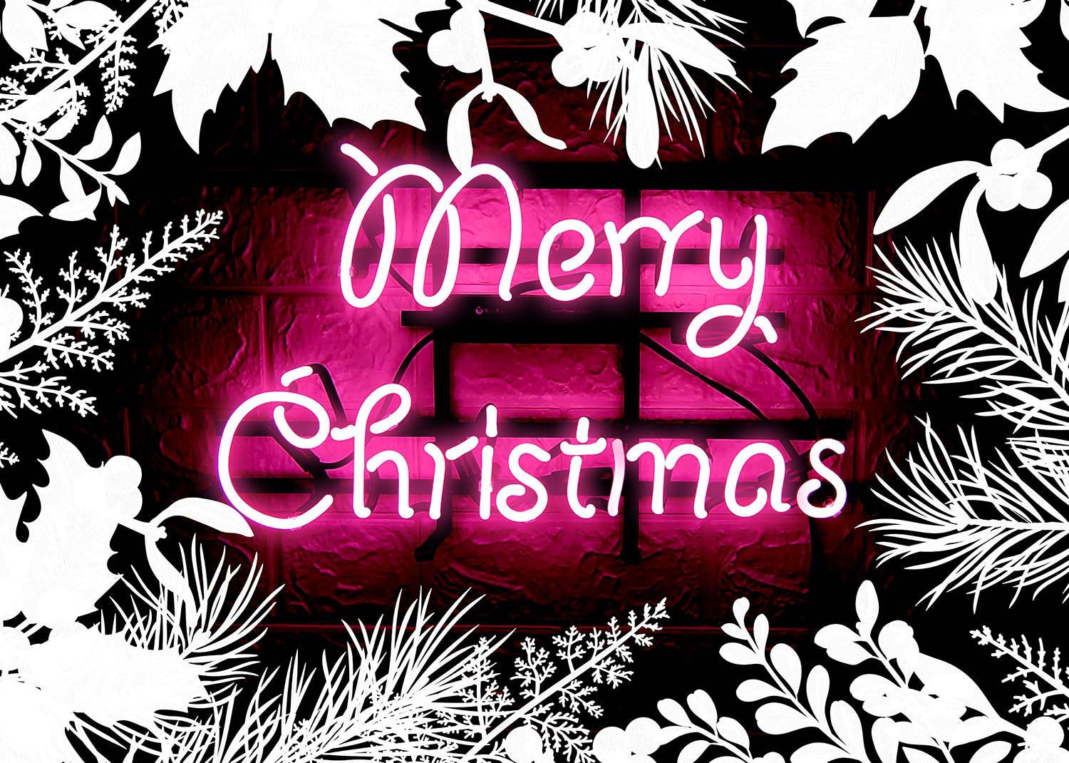 Pink Neon Christmas Print