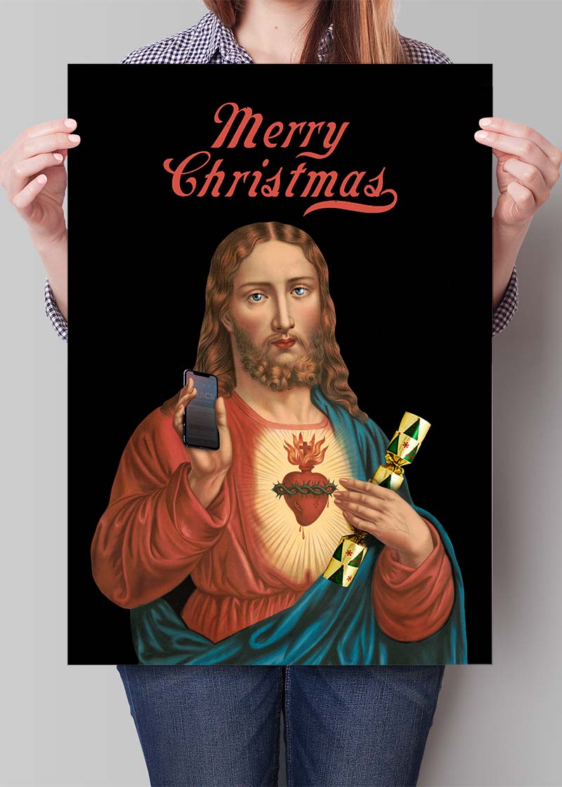 Jesus with Christmas Cracker Print